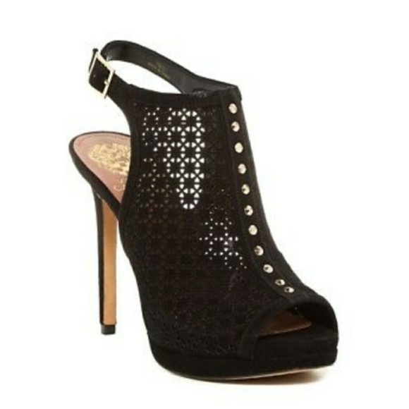 Vince Camuto Shoes - Vince Camuto Calliope Black Suede Laser Studded Pe